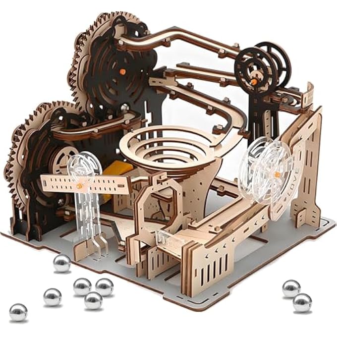 3D MECHANICAL WOODEN MODEL FOR ADULTS, MARBLE RUN KIT, 198 PIECES, DIY KINETIC DESIGN, PREMIUM LASER CUT, NO GLUE REQUIRED - Image 1